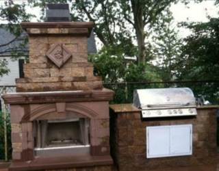 grill and fire place made of cultured stone
