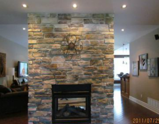decorative culture stone installed fireplace