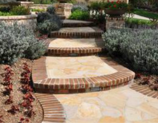 brick and flag stone decorative stairway